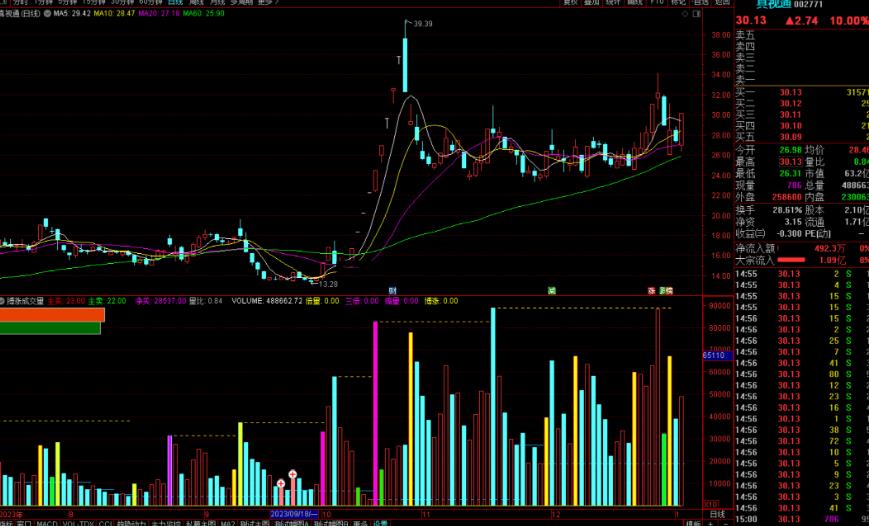 通达信搏涨成交量指标公式源码副图